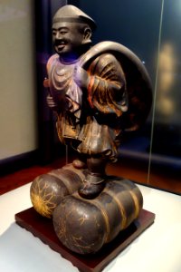Standing Daikokuten (Mahakala) by Kaiken, Nanbokucho period, dated 1347 (Jowa 3), wood with polychromy, view 1 - Tokyo National Museum - DSC05073