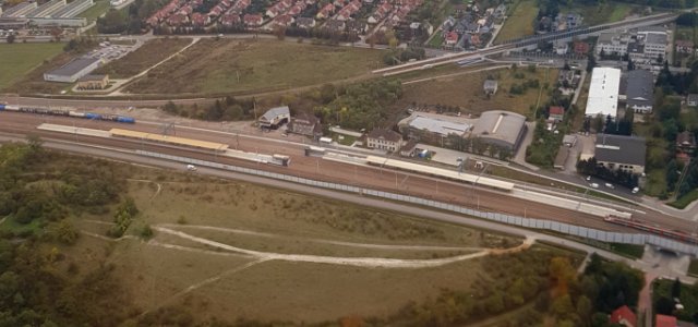 Stacja kolejowa Kraków Mydlniki z lotu ptaka