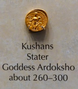 Stater, Kushans, Goddess Ardoksho, c. 260-300 - National Museum of American History - DSC00262