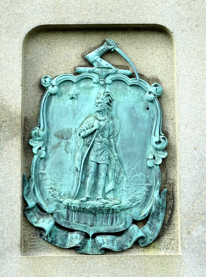 States seal on the Civil War Memorial by Melzar Hunt Mosman - Westfield, Massachusetts- DSC02326