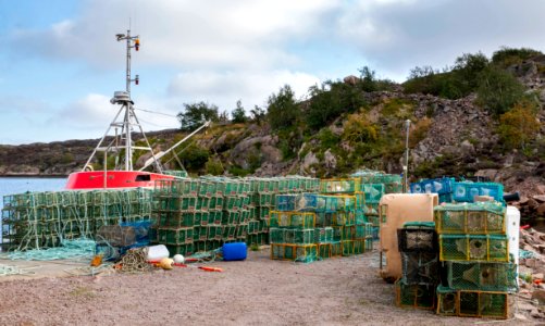 Stacks of lobster traps in Norra Grundsund 1