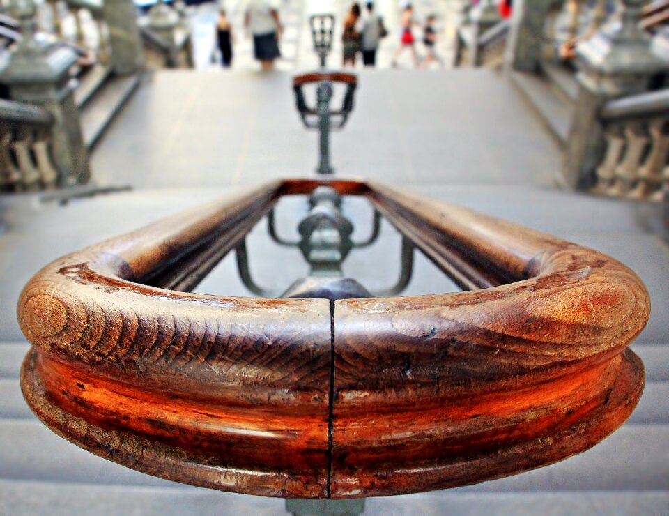 Wooden handrail old gradually