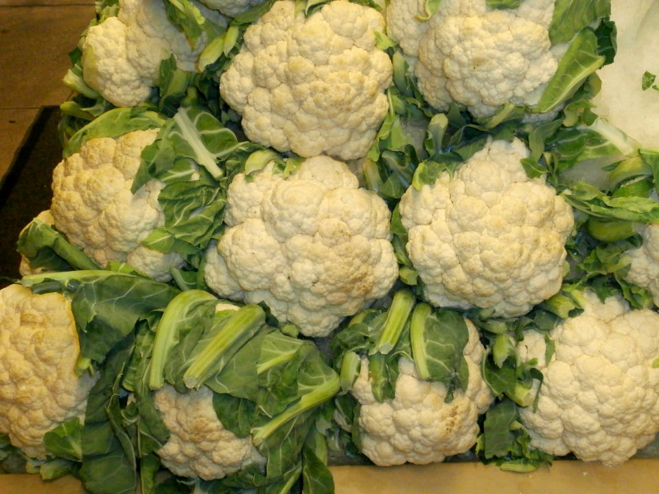 Stack of cauliflower heads