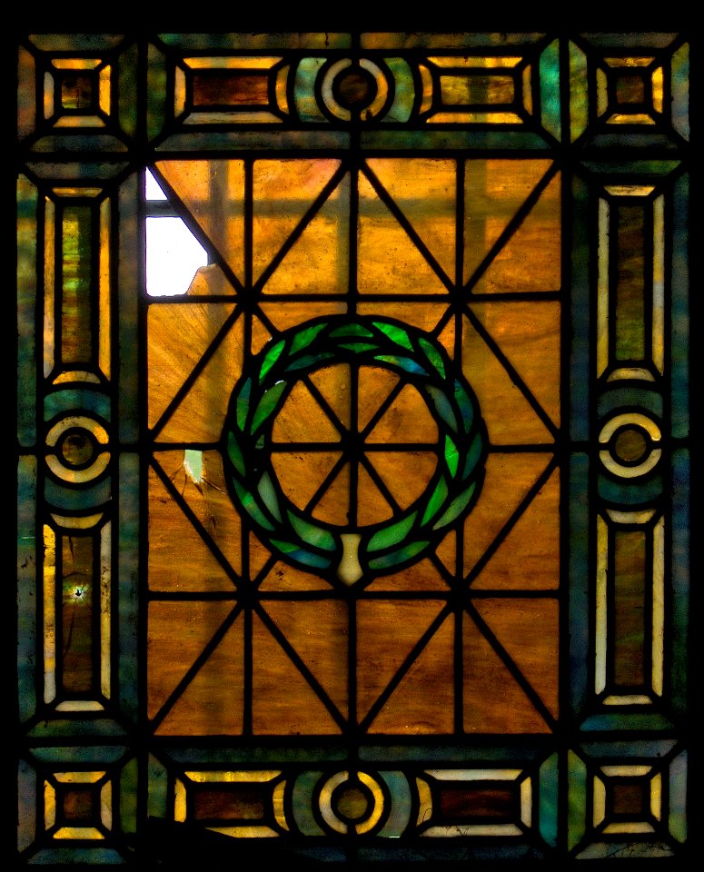 Stained Glass, Sander Mausoleum, South Side Cemetery, 2015-08-07, 01