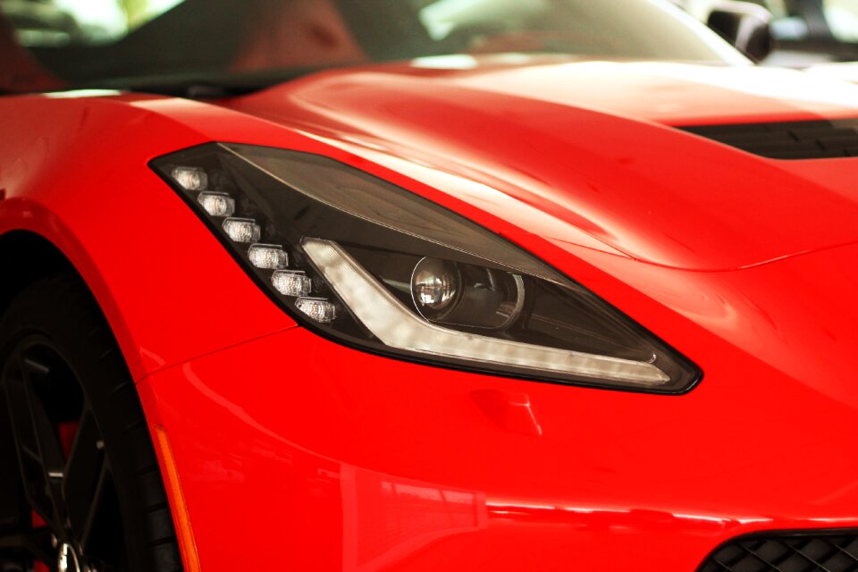 Front light red color red car