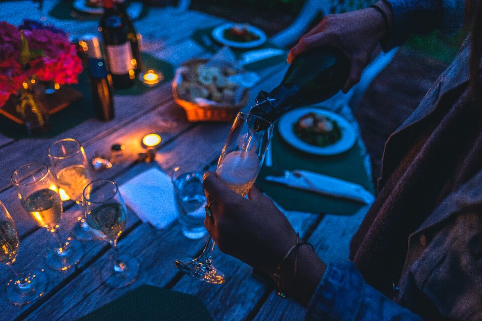 Dinner evening glasses