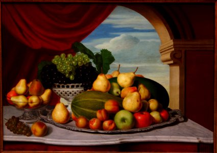 Still Life, Fruit in a Classical Setting, by John Vanderlyn, Jr., c. 1854-1858, oil on canvas - Albany Institute of History and Art - DSC08097