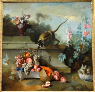 Still Life with Monkey, Fruits, and Flowers, 1724, by Jean-Baptiste Oudry - Art Institute of Chicago - DSC09427