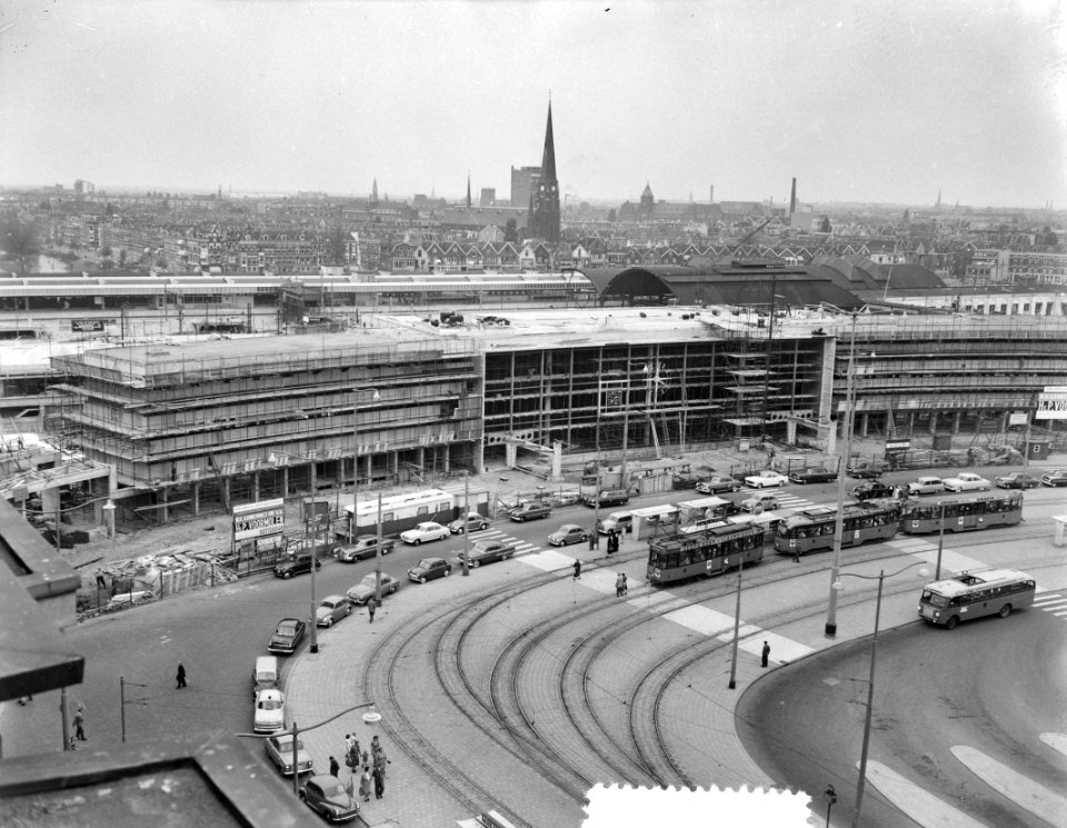 Stadsgezichten Rotterdam. Aanbouw Centraal Station, Bestanddeelnr 907-7777
