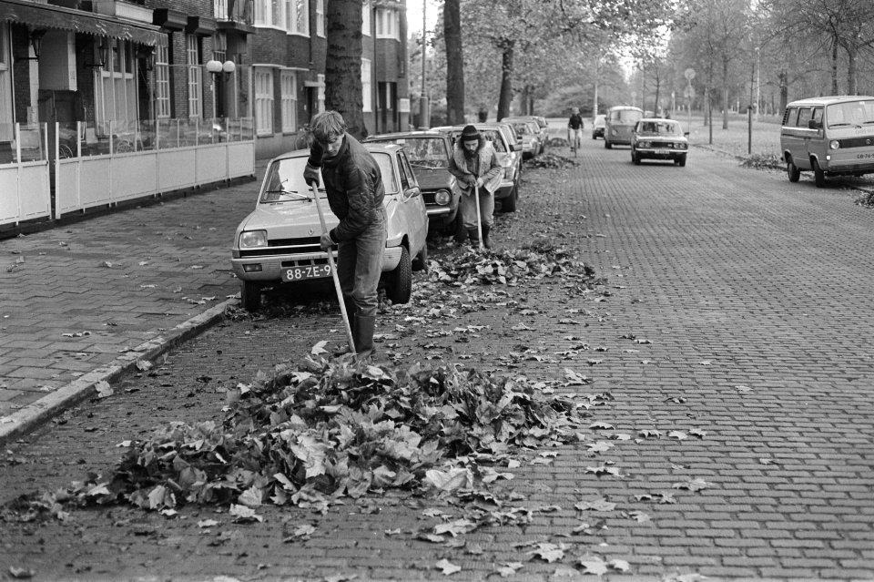 Stadsreiniging, medewerkers, bladeren, Bestanddeelnr 931-7690