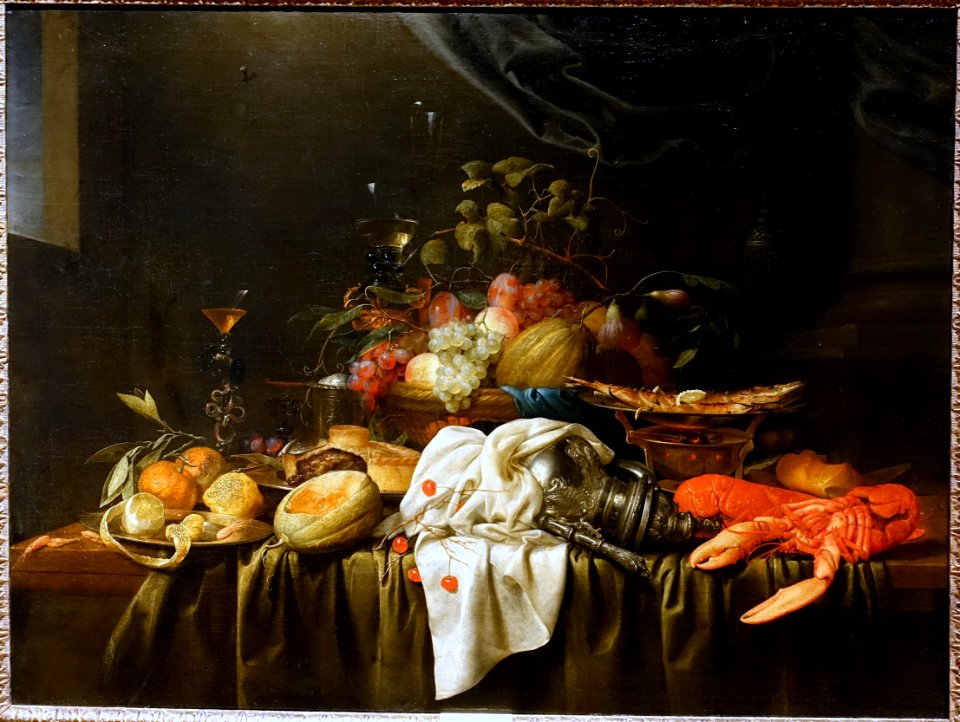 Still life with lobster and fruit, by Joris van Son, Antwerp, c. 1658, oil on canvas - Hessisches Landesmuseum Darmstadt - Darmstadt, Germany - DSC01145