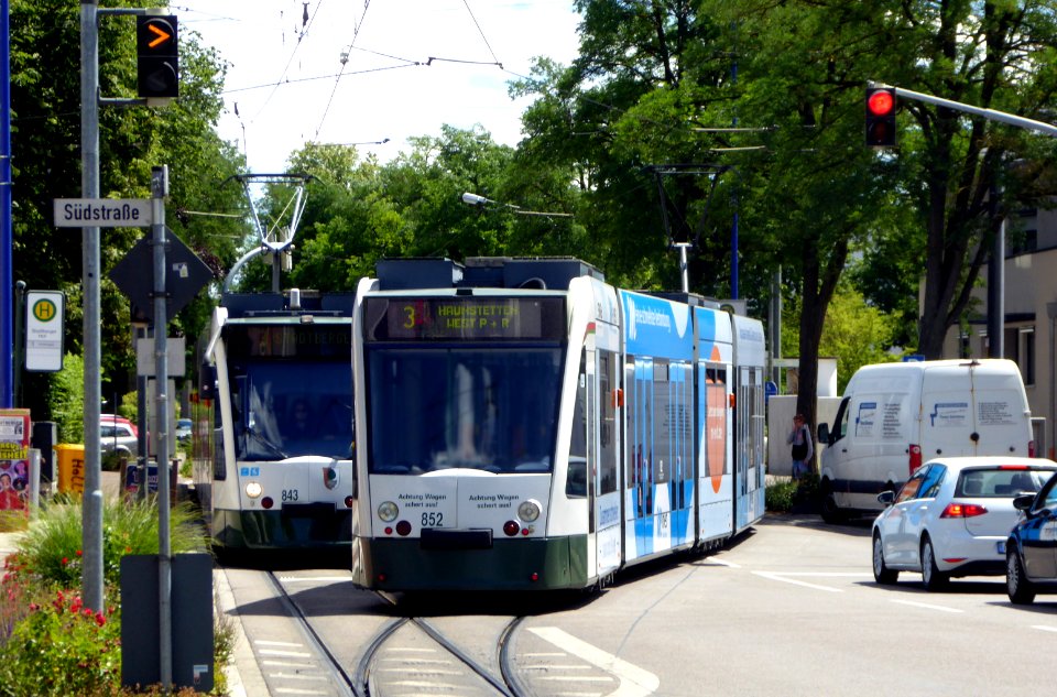 Stadtbergen, Tram verlässt eingleisigen Abschnitt, 1