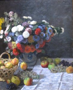 Still Life with Flowers and Fruit by Claude Monet, 1869, Getty Center