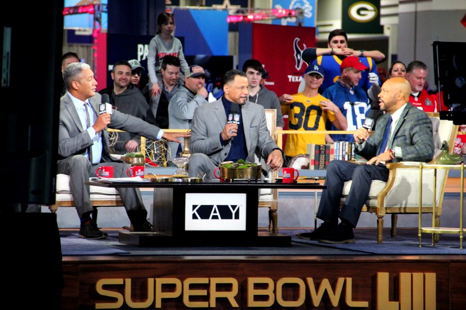 Steve Wyche, Rod Woodson, Jim Trotter at the Super Bowl Experience at Super Bowl LIII, Jan 2019