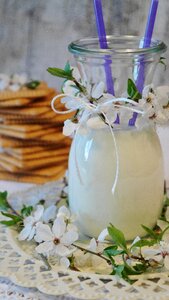 Glass glass of milk flower photo