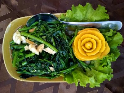Stir fried morning glory at Kualao Restaurant