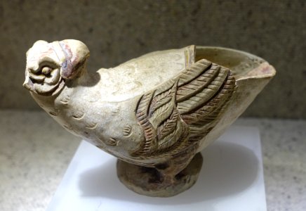 Stemcup in parrot shape, Ly dynasty, 11th-13th century AD, brown pattern ceramic - National Museum of Vietnamese History - Hanoi, Vietnam - DSC05422