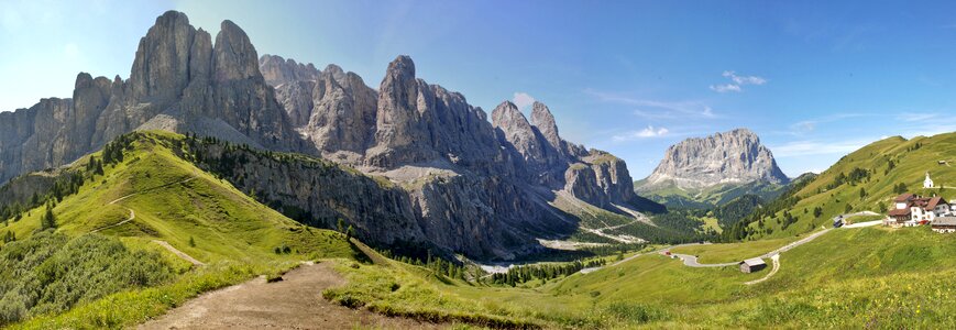 Mountains val gardena yoke dolomites photo