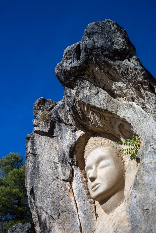 Buddha face carving