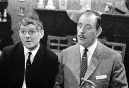 Stoelendans, nieuwe televisieserie. Joop Doderer en Jef Burm, Bestanddeelnr 920-7248