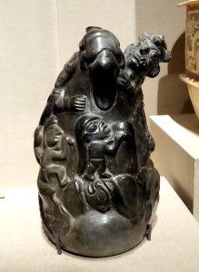 Stirrup-spouted vessel with sacrificial scene, Peru, North Coast, Moche, 1st-8th century AD, earthenware - De Young Museum - DSC00340