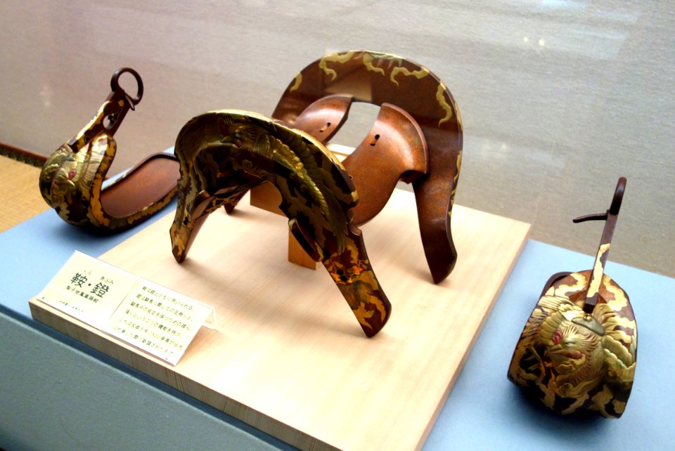 Stirrups and saddle - Sanada Treasure Museum - Nagano, Japan - DSC09356