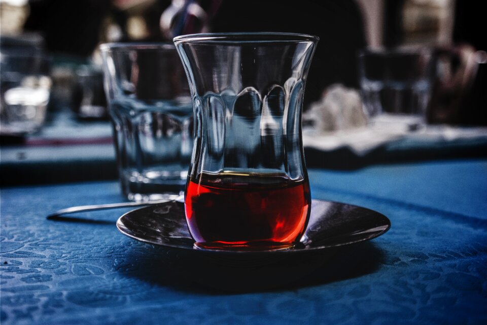 Table blue table blue glasses