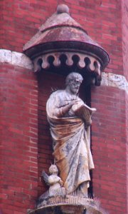 Statue, St Adalbert, South Side, Pittsburgh, 2020-01-25, 01b