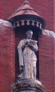 Statue, St Adalbert, South Side, Pittsburgh, 2020-01-25, 03