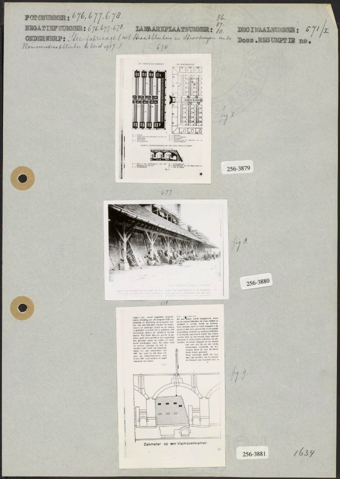 Steenfabricage; gedeelte langsdoorsnede van de oven over de kamers (figuur 5), Bestanddeelnr 256-3879