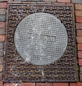 Steam - manhole cover - Harvard University - Cambridge, MA - DSC02602