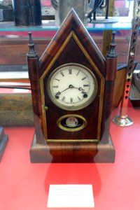 Steeple Clock, made by William L. Gilbert Company, Winsted CT, c. 1860 - Bennington Museum - Bennington, VT - DSC08670