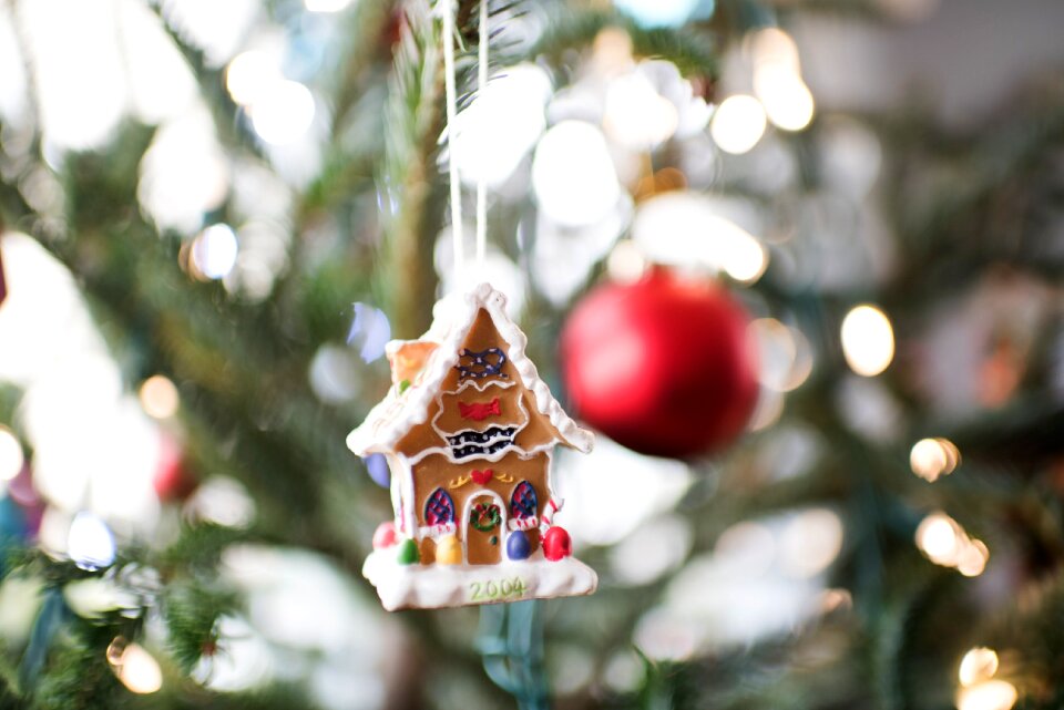 Christmas tree hanging macro