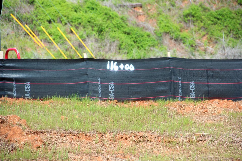 Station number on a silt fence, Floyd County, GA