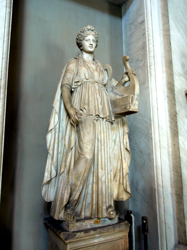 Statue of a female with harp in the Vatican museum