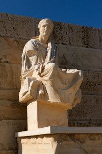 Statue Menander Dionysus Theatre Athens Greece photo