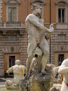 Statue fountain piazza Navona, Rome, Italy photo