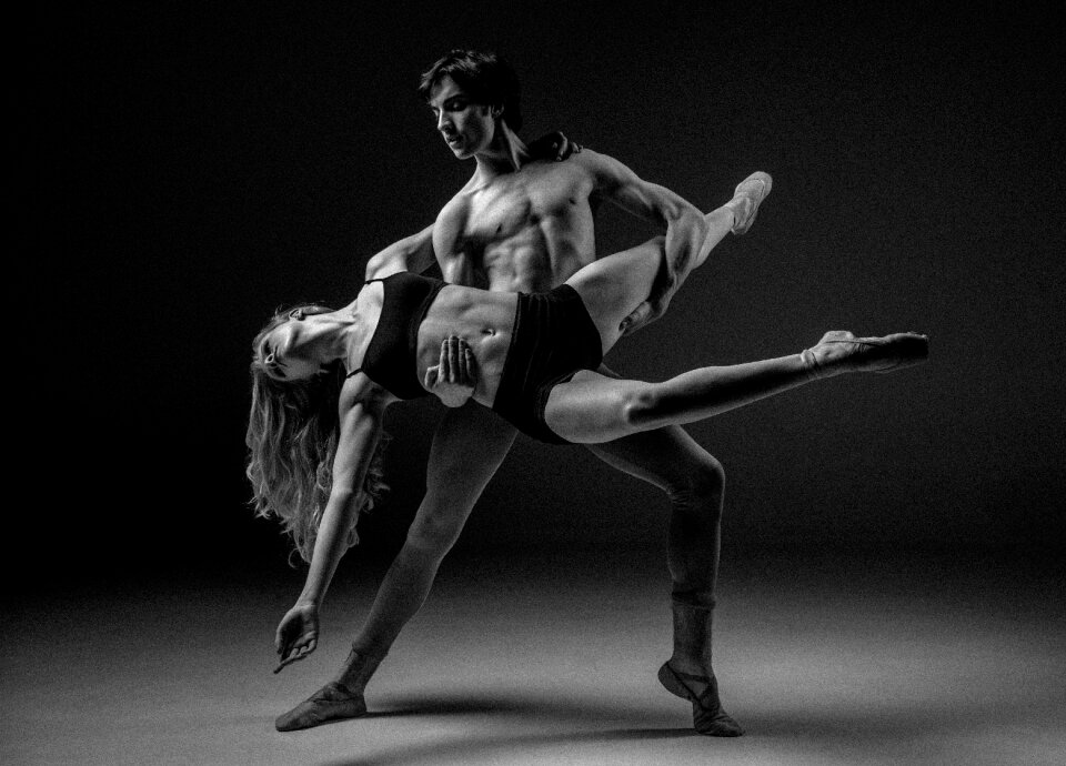 Ballet dancers black and white dancers