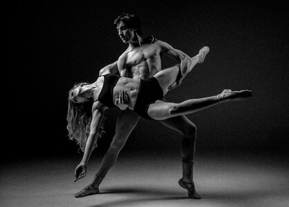 Ballet dancers black and white dancers photo