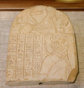 Stela with priest Neferhor praying to Meretseger, Luxor, Deir el-Medina, New Kingdom, Dynasty 20, reign of Ramesses III, c. 1182-1151 BC, limestone - Oriental Institute Museum, University of Chicago - DSC07761