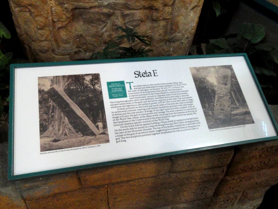 Stela E description - San Diego Museum of Man - DSC06813