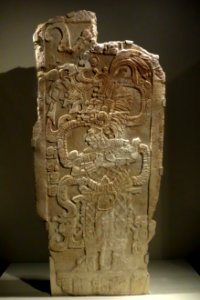 Stela with Queen Ix Mutal Ahaw, National Patrimony of Mexico, Guatemala, or Belize, 761 AD, limestone - De Young Museum - DSC00703