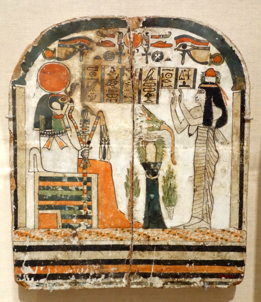 Stela of the Woman Takhenemet - Egypt, Third Intermediate Period, Dynasty XXV, c. 775-653 BC, pigment and plaster on wood - Brooklyn Museum - Brooklyn, NY - DSC08755