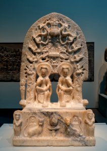 Stele with Buddhas of the Past, Present, and Future, Hebei province, Quyang, Northern Qi dynasty, 565 AD, rededicated 1516 AD, marble with traces of pigment - Freer Gallery of Art - DSC05069