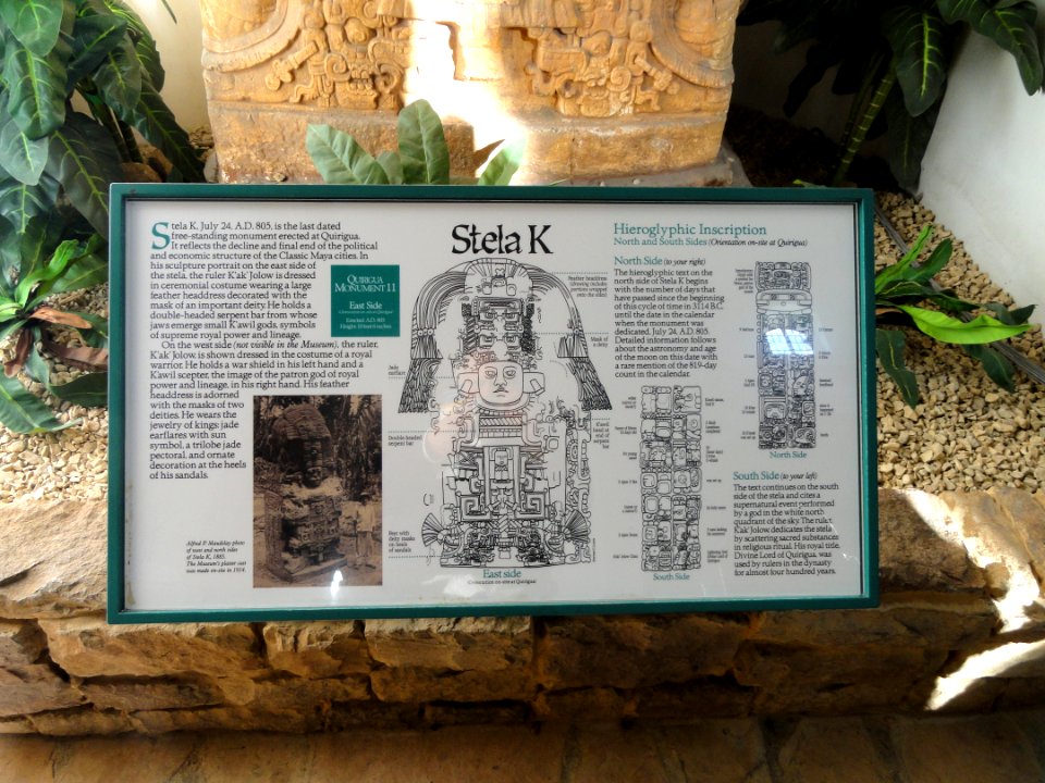 Stela K description - San Diego Museum of Man - DSC06806
