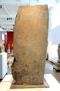 Stele with Maitreya 2, reverse, China, probably Henan province, Northern Wei dynasty, c. 530 AD, limestone, traces of pigments - Östasiatiska museet, Stockholm - DSC09375