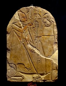 Stele dedicated to the god Ptah by Nakhtemmut, Deir-el-Medina, 20th Dynasty, 1196-1070 BC, limestone - Museo Gregoriano Egizio - Vatican Museums - DSC00798