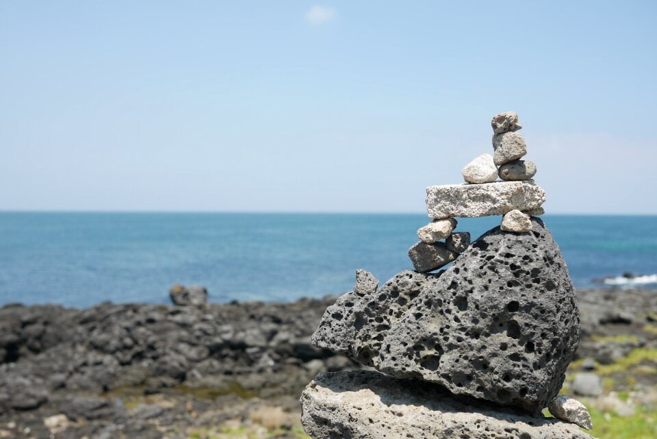 Jeju jeju sea stone photo