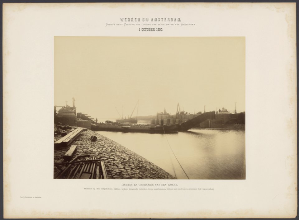 Syphon nabij Zeeburg tot lozing van stadswater van Amsterdam. Lichten en omdraai, Bestanddeelnr 263