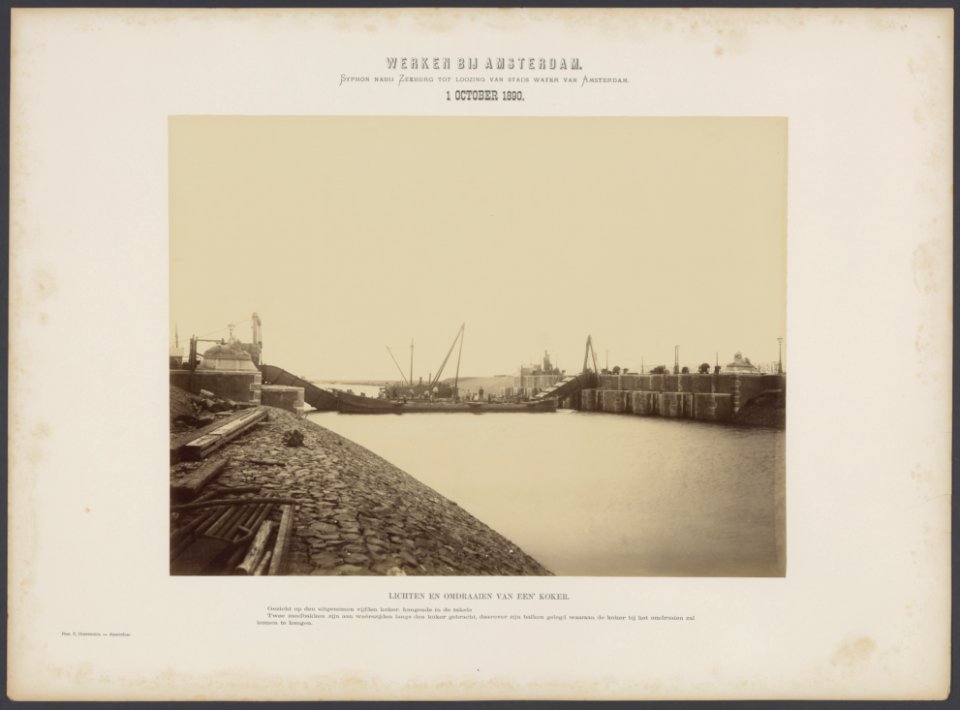 Syphon nabij Zeeburg tot lozing van stadswater van Amsterdam. Lichten en omdraai, Bestanddeelnr 264